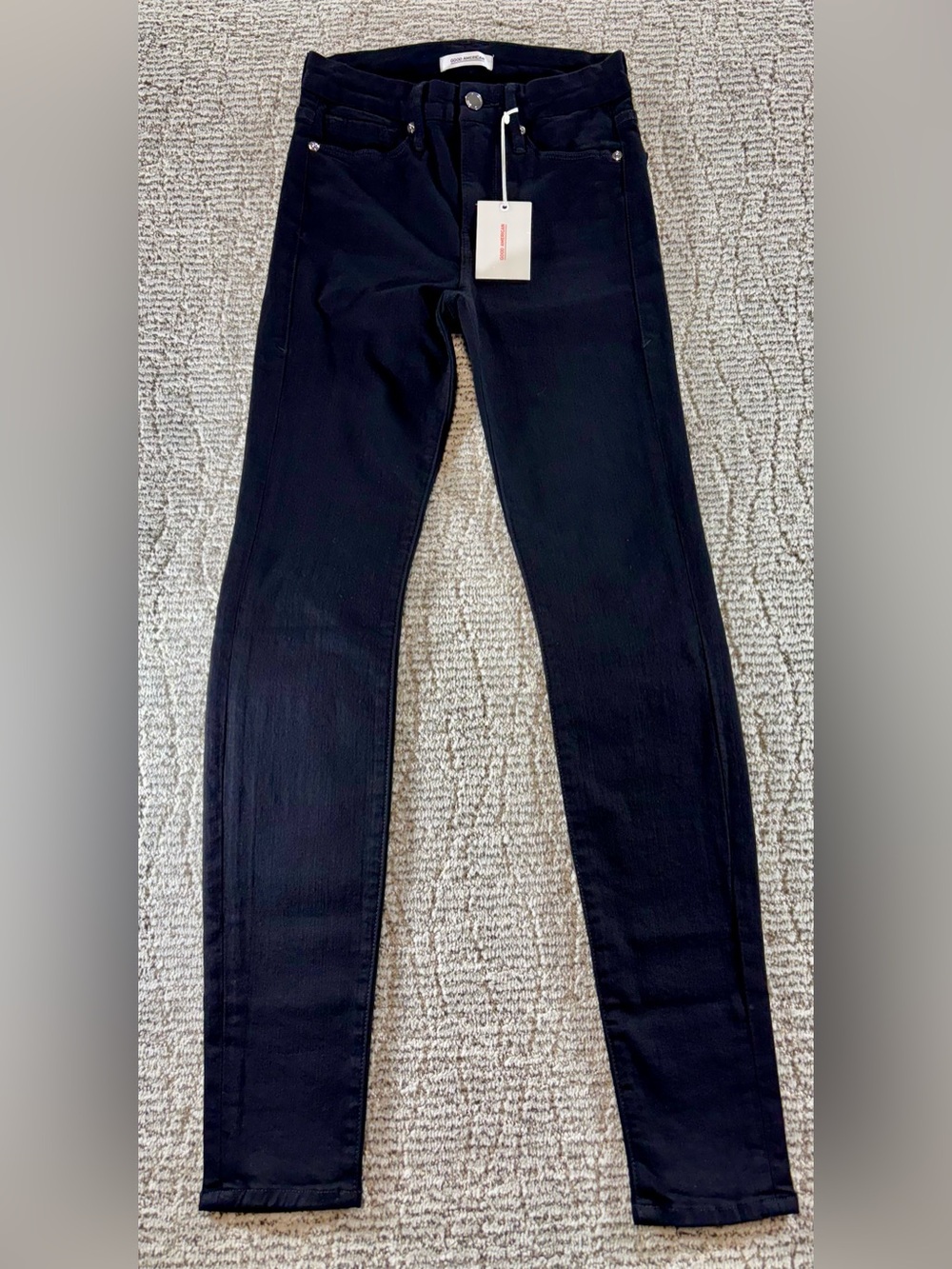 NWT Good American Women’s Size 00/24 Black Good Legs Jeans